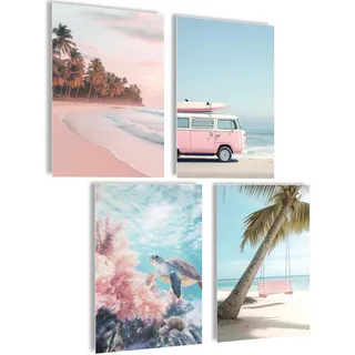 Mojoliving Deko Maritime Bilder Set - Strand Muschel Ostsee Düne Beige Meer Dekoration