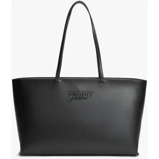 Tommy Hilfiger Tommy Jeans Damen Shopper Kunstleder Reißverschluss 44x25x13 Schwarz
