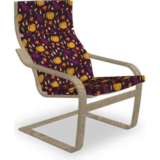 ABAKUHAUS Herbst Poäng Sessel Polster, Pilz-Gemüse der Saison, Sitzkissen mit Stuhlkissen mit Hakenschlaufe und Reißverschluss, Dunkle Maroon Marigold - Bunt