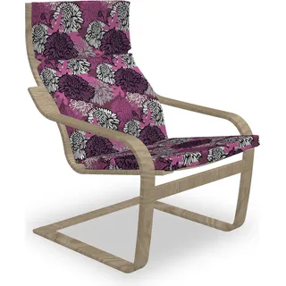 ABAKUHAUS Dahlie Poäng Sessel Polster, Große Blumenblütenblätter Knospe, Sitzkissen mit Stuhlkissen mit Hakenschlaufe und Reißverschluss, Auberginen-Baby-Rosa-Weiß - Bunt