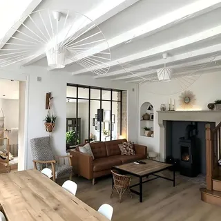 Vertigo Lampe Weiß 200cm Modern Vintage Pendelleuchte Hängend Hängelampe Geeignet FüR Esstisch Wohnzimmer Schlafzimmer Hängeleuchte - Braun