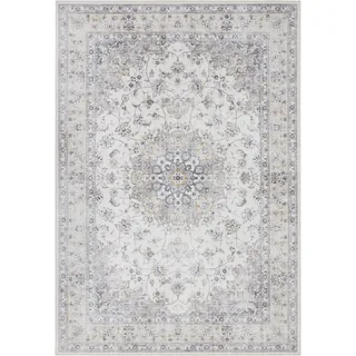 ELLE DECORATION Nain Orientalischer Teppich - Kurzflor, Vintage-Look Orientalisch, Läufer, Wohnzimmer, Schlafzimmer, Hellgrau, 80x150cm