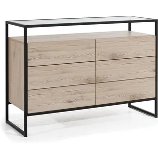 Loft Kommode Braun Holz Möbel Design Sideboard 120cm Anrichte Schrank Designer - Beige