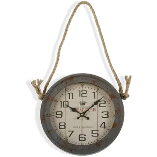 Versa Lamiako Dekorative Wanduhr für die Küche, das Wohnzimmer, Esszimmer oder Schlafzimmer, Maßnahmen (H x L x B) 27,7 x 6,3 x 27,7 cm, Metall und Glas, Farbe: Grau und beige