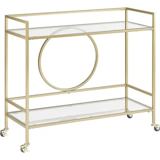 BELIANI Servierwagen Transparent und Gold Glas rechteckig mit Rollen Metallgestell glamourös moderne Ablagemöglichkeit für Küche Terrasse Wohnzimmmer - Gold, Transparent