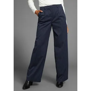 Anzughose LAURA SCOTT, Damen, Gr. 34, N-Gr, blau (dunkelblau), Web, Obermaterial: 65% Polyester, 33% Viskose, 2% Elasthan, Nadelstreifen, weit lang, Hosen Anzughose, mit Nadelstreifen