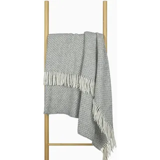 Nostra Zelandia 100% Reine Wolldecke – Warme, atmungsaktive und leichte Wolldecke für Sofa, Bett und Outdoor-Bereich, temperaturregulierender Komfort mit Fransen (Grau)