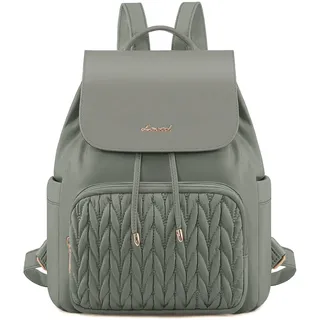 LOVEVOOK Rucksack Damen Mittelgroß, Elegant Cityrucksack Tagesrucksack Wasserdicht Schultasche, 14 Zoll Casual Daypack Backpack Women Modern für Freizeit Reisen Schule Arbeit, Grün