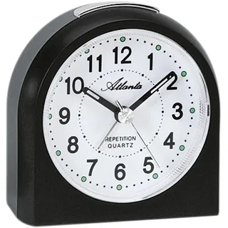 Atlanta 1673/7 Wecker Quarz analog schwarz leise ohne Ticken mit Licht Snooze - Weiß
