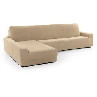 SOFASKINS® super elastischer Chaise Longue überzug, Sofabezug Linke Lange Armlehne, Sofa überzug atmungsaktiv, bequem und langlebig, Kompatible Abmessungen des Sofas (210-340 cm), Farbe beig