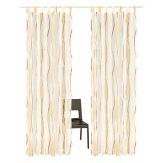 Gardine OTTO HOME "DIMONA" Gr. 3, orange (creme, terra), B:140cm H:225cm, Voile, Polyester, Gardinen, Gardine, 2-er Set, Voile, Polyester, Wellen, Topseller