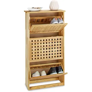 Relaxdays Schuhkipper 55 x 104 x 20 cm Walnuss / natur