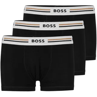 Boss Herren Trunks, 3er Pack - 3P Revive, Boxershorts, Viskose Stretch, Logo Schwarz