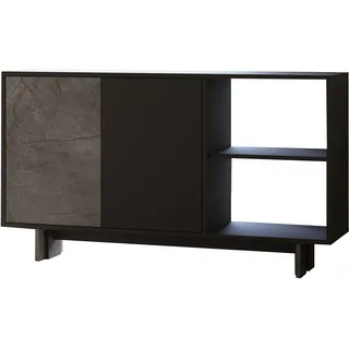 Hanah Home Stilvoller Konsolentisch, Marmor & Anthrazit, 140 x 80 x 35 cm | 100% melaminbeschichtet, 18 mm stark | Wandmontage mit Ablagen