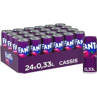 Fanta Cassis - mit intensivem Geschmack von schwarzem Johannisbeersaft - erfrischende Limonade in Einweg Dosen (24 x 330 ml)