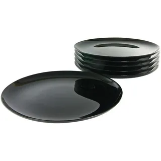 Creatable Pizzateller , Schwarz , Glas , 6-teilig , rund , lebensmittelecht, stapelbar , Geschirr, Teller, Pizzateller