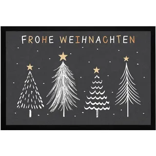 MoonWorks® Fußmatte Winter Bäume Skandi Style Frohe Weihnachten rutschfest & waschbar schwarz schwarz 60x40cm