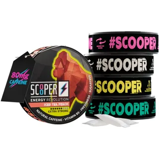 SCOOPER Energy All in one Extra Strong Box I Cool Grapefruit Fresh Mint Iced Cola Iced Tea Peach Iced Tea Lemon Extra Strong | 5 x 7,2g