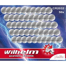 50 x Knopfzelle CR2032 Wilhelm Batterie Lithium 3V CR 2032 Industrieware