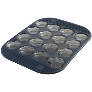 Mastrad F43014 Silikonbackform für 16 Mini-Tartelettes, geriffelt