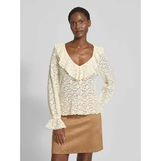 Zero Blusenshirt mit V-Ausschnitt, Ecru, 36