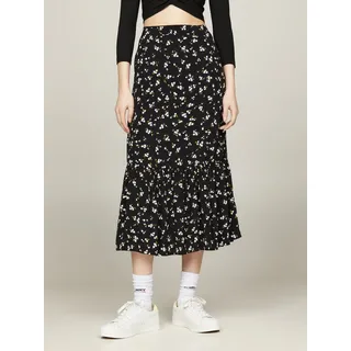 Tommy Jeans Curve Tommy Jeans Damen, Rock Floral Ruffle Midi-Länge, Schwarz (spring floral), 5XL