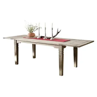 MASSIVMOEBEL24.DE Esstisch mit Ansteckplatten Sheesham 160-200/240x90x76 grau geölt LEEDS #53 - Grau