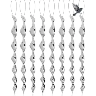 JEXOWIQ Reflektierende Vogelschreck Spirale 30 cm Länge 8 Stück Windspiel Vogelabwehr für Balkon Garten Taubenabwehr Vogelschutz Holografische Effekte Einfache Montage