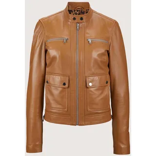 Madeleine Lederjacke MADELEINE "Lederjacke Biker-Jacke aus Lammnappa", Damen, Gr. 40, braun (cognac), Obermaterial: 100% Lammnappaleder LANA., Modern, normal, Jacken Lederjacke