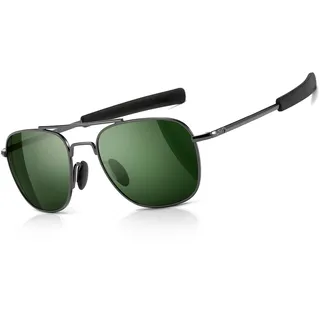SUNGAIT Herren Militär Sonnenbrille Polarisierte Pilot Style - Bajonett-Tempel(Gunmetal-Rahmen/Dunkelgrüne Linse) SGT285QKML-DE