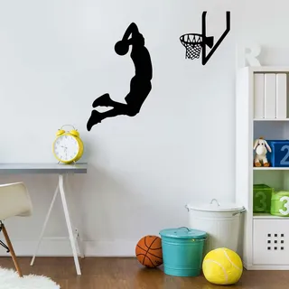 X-BLTU Basketball Wandtattoo, Basketball Sport Spieler Dunk Wandaufkleber 61x51cm, Inspirierende Wandsticker Wanddeko für Schlafzimmer, Jungen, Kinderzimmer, Jugendzimmer, Spielzimmer,Wohnzimmer Deko