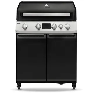 BURNHARD® GRANT Base Gasgrill 4-Brenner, Gusseisenrost | Infrarot-Keramik-Heckbrenner, 3-Zonen-LED Display, Schwarz, 17,7 kW Leistung