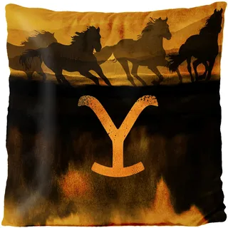 NorthWest Yellowstone Samt-Kissen 40,6 x 40,6 cm Wildpferde