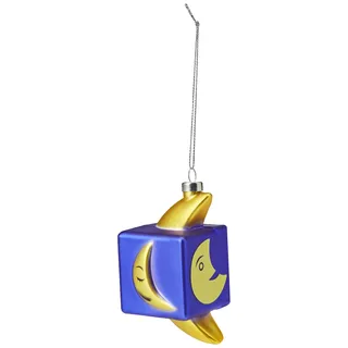 Alessi Mooncube GJ02 8 Weihnachtsdekoration, Vintage-Design, Mond, mundgeblasen, handbemalt, Mehrfarbig