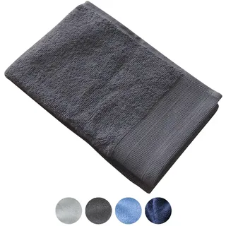 Jean & Len Gästehandtuch aus 100% Bio-Baumwolle, in der Farbe anthrazit, mit Aufhänger, Oeko-TEX und GOTS Zertifiziert, modernes & Zeitloses Design, Gästehandtücher 30x50 cm