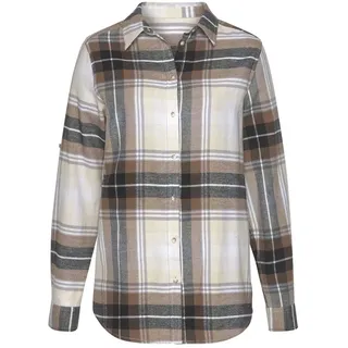 Buffalo Hemdbluse aus weichem Flanell, mit Blusenkragen, Flanellhemd, Karobluse, braun