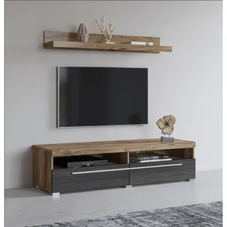 INOSIGN TV-Lowboard 140 cm mit Wandregal satin nussbaumfarben/darkwood