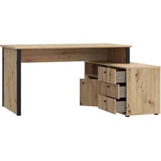 Forte Eckschreibtisch Tempra Schwarz