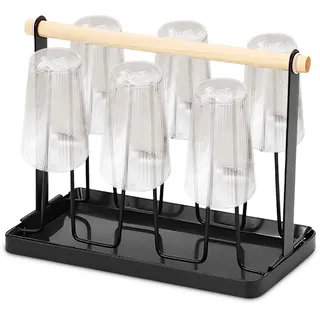 UOSIWYA Flaschenhalter, Abtropfgestell Flaschen 6-er Flaschenständer für SodaStream Tassenhalter mit Abtropfschale Flaschenabtropfgestell Flaschentrockner Ständer für Flaschen Tassen Aufbewahrung