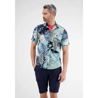Kurzarmhemd LERROS "Halbarmhemd *Hawaii*", Herren, Gr. S, blau (tinted aqua), 100% Baumwolle, Hemden Kurzarmhemd