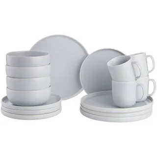 Butlers Geschirrset 16-tlg. Casa Nova 4 Personen , Grau , Keramik , 27x1x27 cm , Geschirr, Geschirrsets