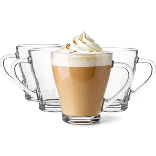 Glasmark KROSNO 1992 Hugo Kaffeegläser-Set 4-teilig Cappuccino Eiskaffee Gläser Becher Spülmaschinenfest 4x360 ml