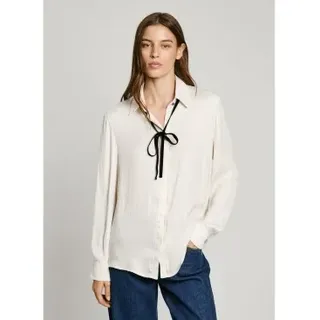 Pepe Jeans für Damen. PL304970 Hemd Athenea weiß (XL), Lässig, Polyester, Langarm
