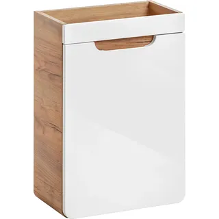 Badezimmerschrank unter Waschbecken, 40 cm breit, Nachbildung Eiche Craft, weiß glänzend - Weiß