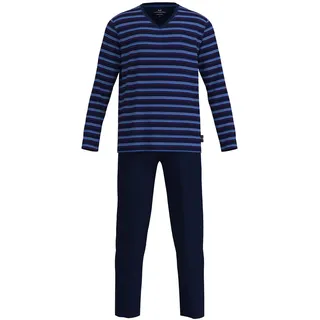 Schlafanzug GÖTZBURG "Pyjama Schlafanzug lang", Herren, Gr. 3XL, blau, Obermaterial: 60% Baumwolle CO. 40% Polyester PES., Homewear-Sets Schlafanzug
