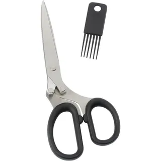 Ideen mit Herz Fransenschere mit 5 Klingen | rostfreier Edelstahl | 19 cm x 8 cm | inkl. Reinigungskamm | Bastelschere, Kräuterschere