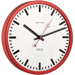 Hermle Bahnhofsuhr 30471-360870 Funk, Rot, Ø 30cm x 5cm