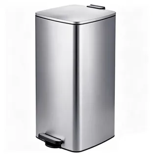 Relaxdays Mülleimer, 60 Liter, Küche, entnehmbarer Inneneimer, Fußpedal, Softclose, Edelstahl, Tretmülleimer, silber - Silber
