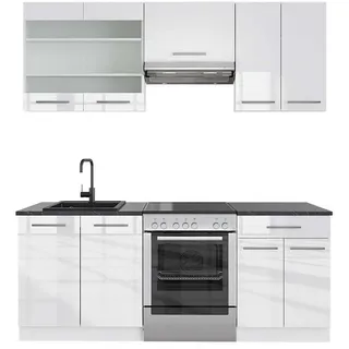 Vicco Küchenzeile Fame-Line 200 cm Weiß Hochglanz