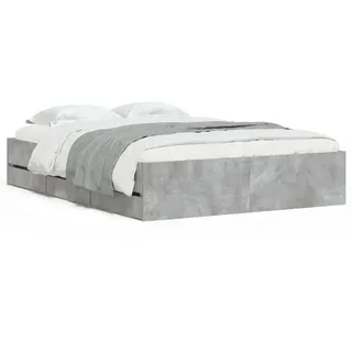 vidaXL Bettgestell mit Schubladen Betongrau 120x200 cm Holzwerkstoff - Grau